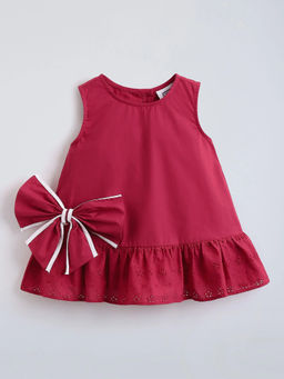 Hopscotch - Bow Applique Dress Red