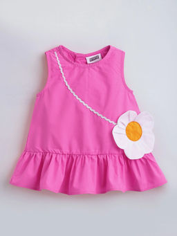 Hopscotch - 3D Floral Applique Dress Pink