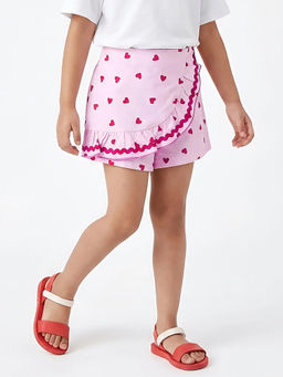 Hopscotch - Heart Lace Ruffled Skorts Pink