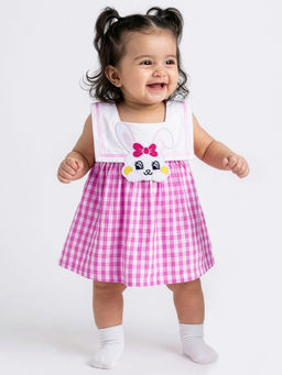 Hopscotch - Bunny Applique Cotton Dress Pink