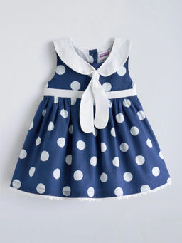 Hopscotch - Polka Dot Sailor Collar Dress Blue