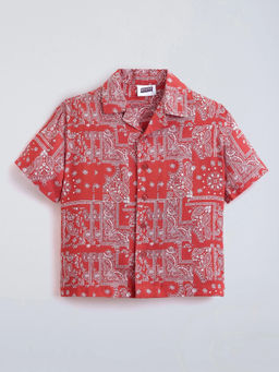 Hopscotch - Bandana Relaxed Cotton Shirt Red