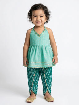 Hopscotch - Bandhani Lace Kurta With Pyjama