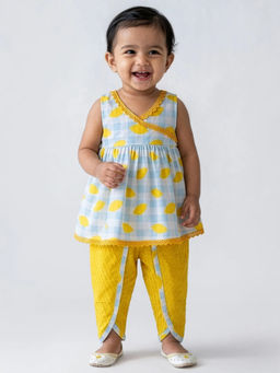 Hopscotch - Girls Embellished Kurti With Tulip Pants
