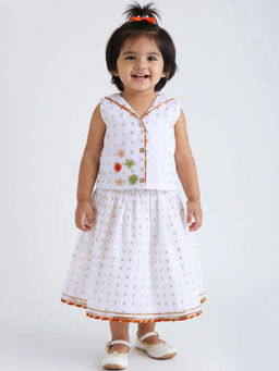 Hopscotch - Floral Embroidered Lehenga With Top