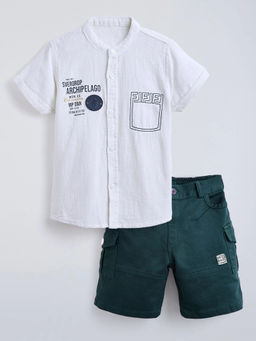 Hopscotch - Typography Cotton Short With Shirt