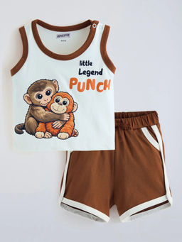 Hopscotch - Punch The Monkey Cotton Shorts With T-Shirt