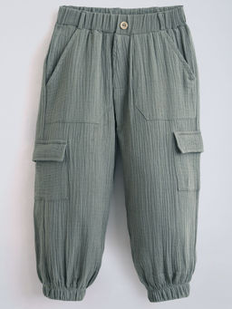 Hopscotch - Double Gauze Textured Joggers Grey
