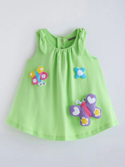 Hopscotch - Butterfly Applique Casual Dress Green