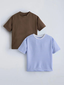 Hopscotch - Textured Stripes T-Shirts Multi-Color (Pack of 2)