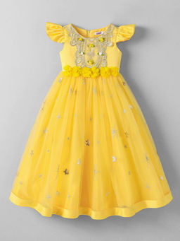 Hopscotch - Floral Applique Gown Yellow