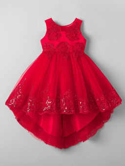 Hopscotch - Floral Pearl Glitter Dress Red