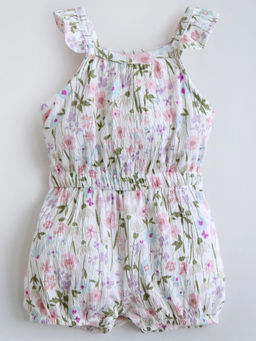 Hopscotch - Cotton Floral Textured Bodysuit Multi-Color