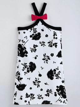 Hopscotch - Floral Bow Applique Dress White