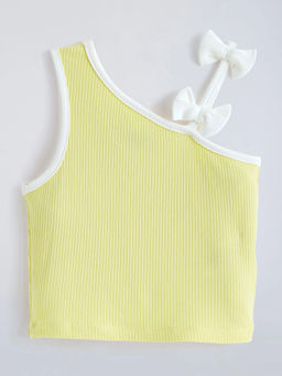 Hopscotch - Bow Applique Textured Top Yellow