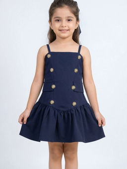 Hopscotch - Strappy Drop Waist Casual Dress Navy Blue