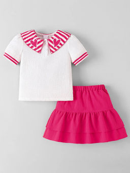 Hopscotch - Textured Top And Skirt White