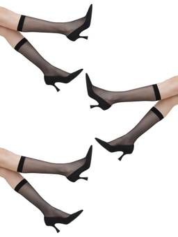 NEXT2SKIN - Women's Ultrathin Transparent Knee Length Stocking Socks Black (Pack of 3)