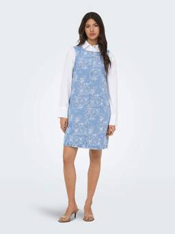 ONLY - Women Light Blue Jacquard Denim Dress