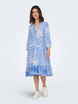 ONLY - Women Blue Printed V-Neck Dress