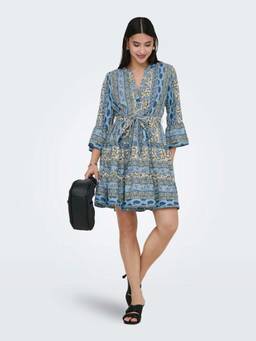 ONLY - Multi-color Women Printed Tiered Mini Dress With Belt