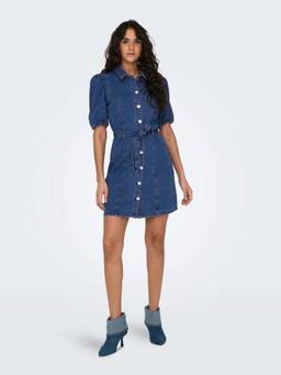 ONLY - Women Blue Denim Shirt Dress With Belt