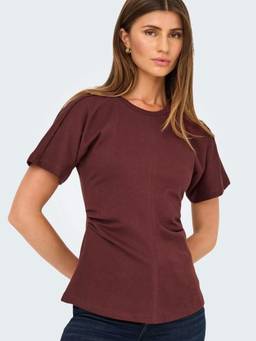 ONLY - Women Maroon Ruched T-Shirt