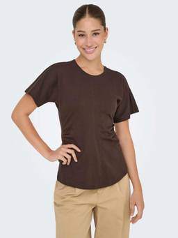 ONLY - Women Dark Brown Ruched T-Shirt