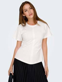 ONLY - Women White Ruched Fitted T-Shirt