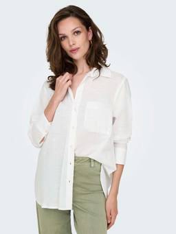 ONLY - Women White Cotton Relaxed Fit Shirt