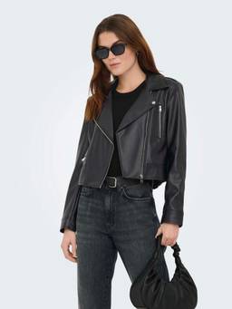 ONLY - Women Black Faux leather Biker Jacket