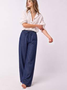 ONLY - Women Blue Loose Fit Pull Up Trouser