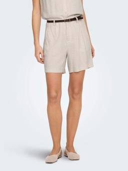 ONLY - Women Off-White Linen Blend Shorts With Belt