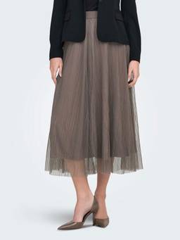 ONLY - Women Brown Sheer Mesh Skirt