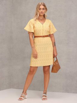 U.S. POLO ASSN. - Yellow Floral Print Fit and Flare Dress (Set of 2)