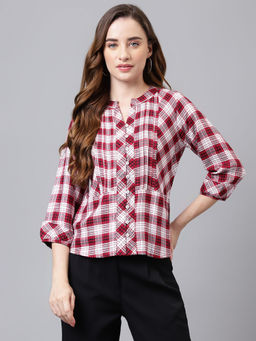 Latin Quarters - Women Checkered Button Down Top