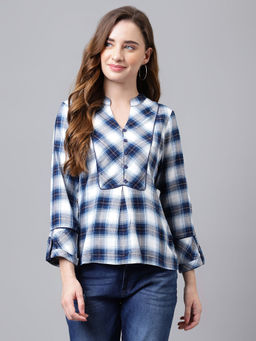 Latin Quarters - Women Checkered Button Down Top