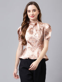 Latin Quarters - Women Floral Print Puff Sleeve Casual Top