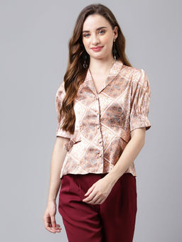 Latin Quarters - Women Floral Print Puff Sleeve Casual Top