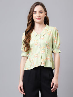 Latin Quarters - Women Floral Print Half Sleeve Casual Top
