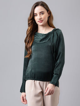 Latin Quarters - Women Green Color Solid Top