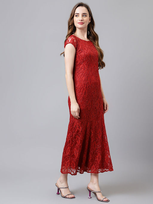 chinese dress ladies Ivy Lace Corset Drape Maxi Dress Rust main image 0