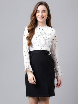 Latin Quarters - Women Full Sleeve Polka Dot Mini Dress