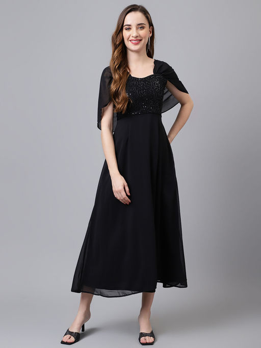 slim fit dress slacks Black Sequin Bodycon Midi Dress main image 0