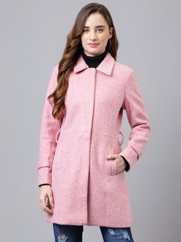 Latin Quarters - Women Pink Color Longline Over Coat