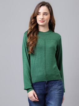 Latin Quarters - Women Full Sleeve Green Color Sweater