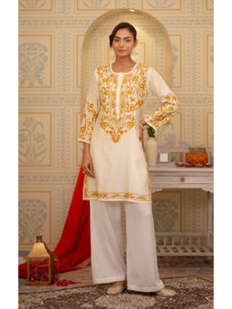 HOUSE OF KARI - Falak Kashmiri Chanderi Silk Yellow Embroidery Kurta