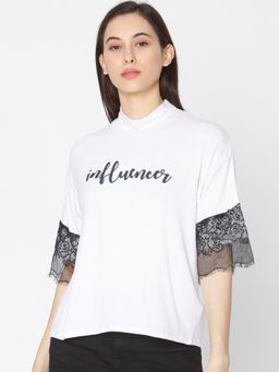 Spykar - White Cotton Slim Fit T-Shirt for Women