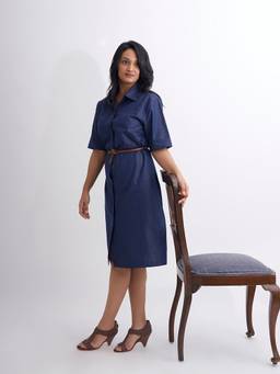Gatsby Collection - Blue Off To Work Shirt Dress