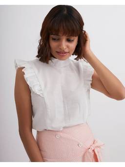 Gatsby Collection - Carnation Luck White Ruffle Top